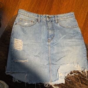 iro Distressed Denim Mini Skirt
